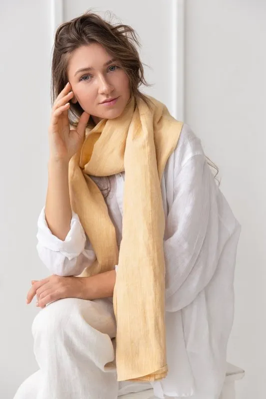 Reddish brown linen scarf