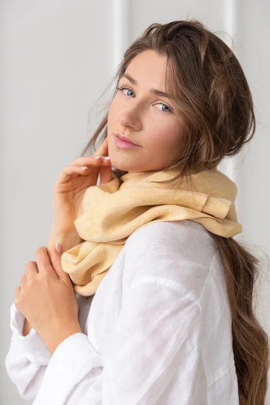 Reddish brown linen scarf