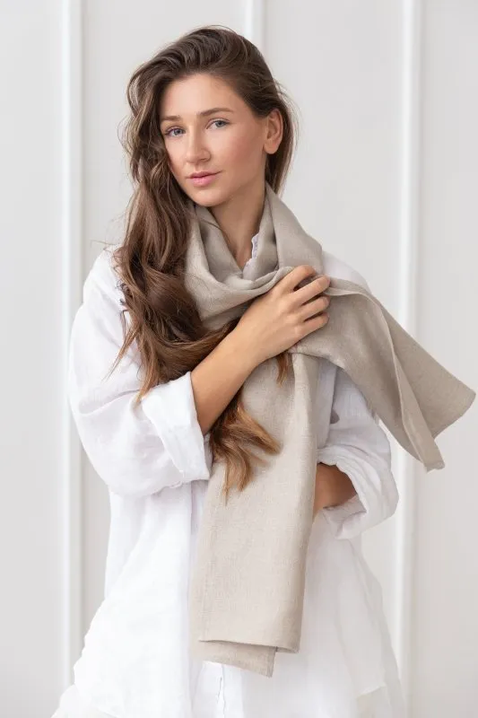 Reddish brown linen scarf