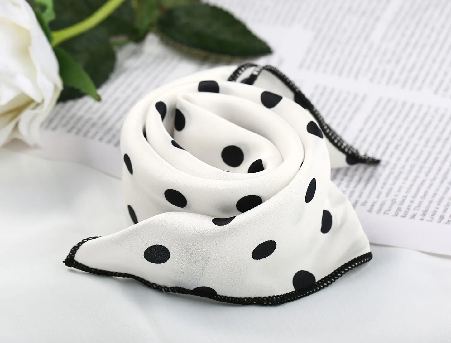 Retro Polka Dots Square Scarf Head Neck Scarves Kerchief Neckerchief