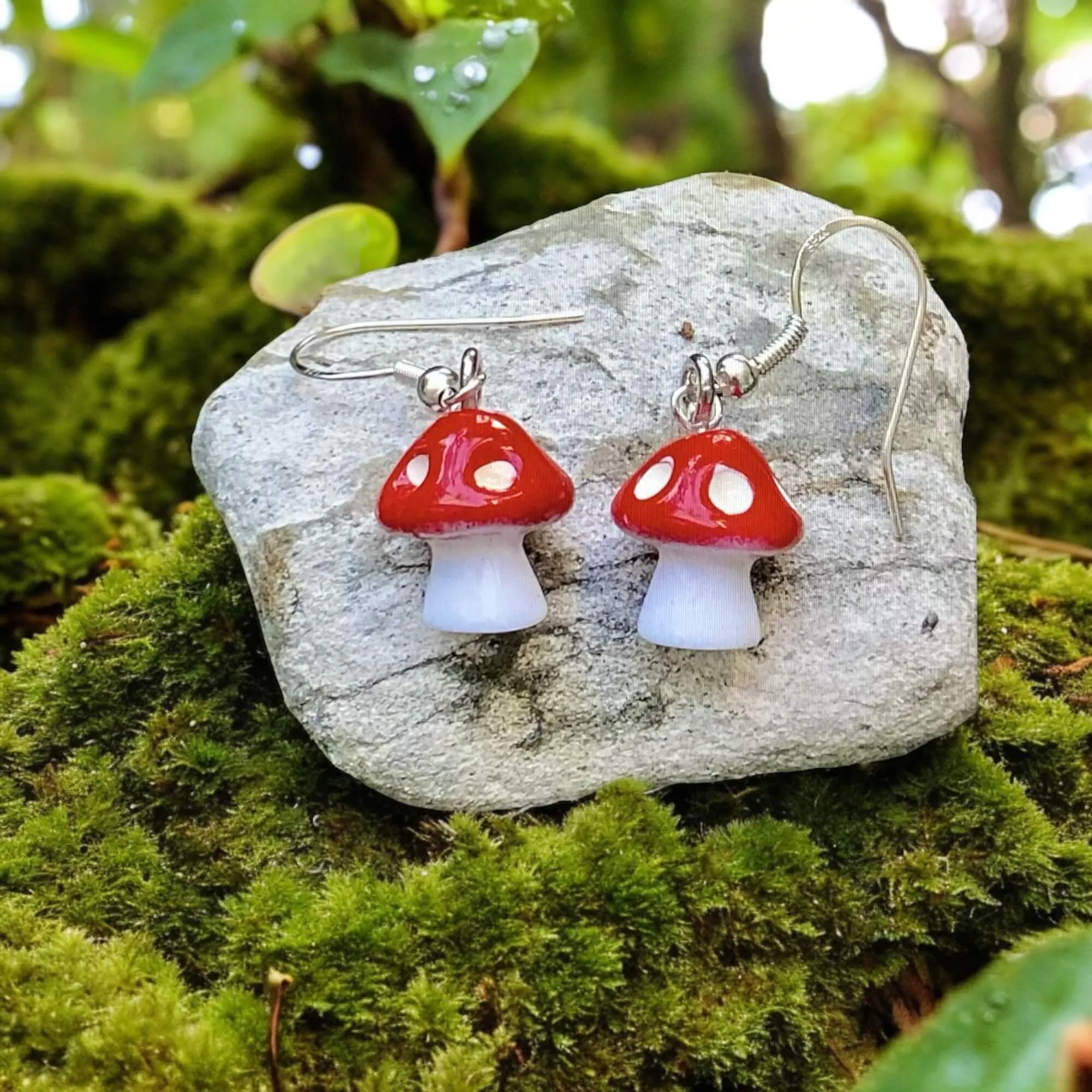 Small Colorful Mushroom Earrings