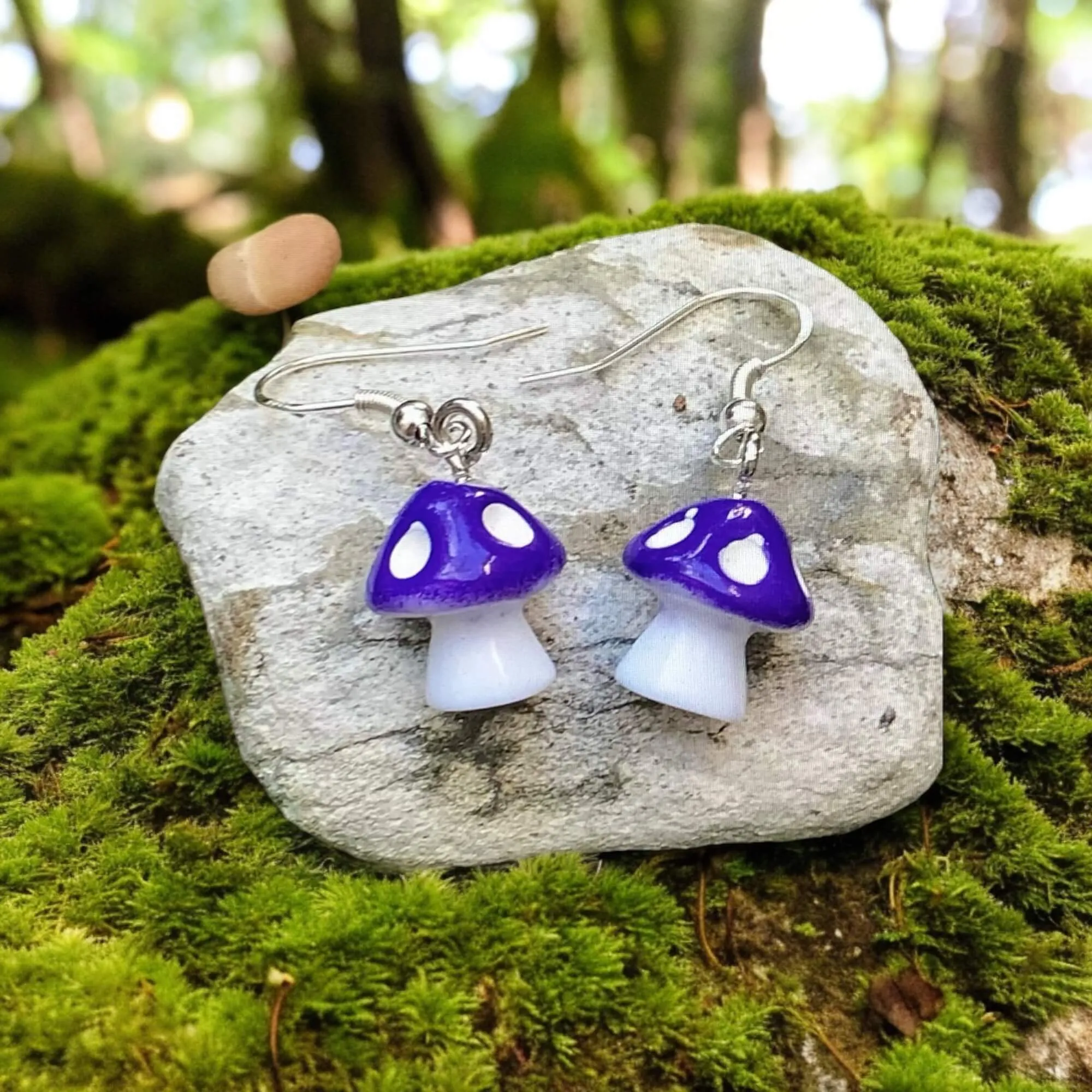 Small Colorful Mushroom Earrings