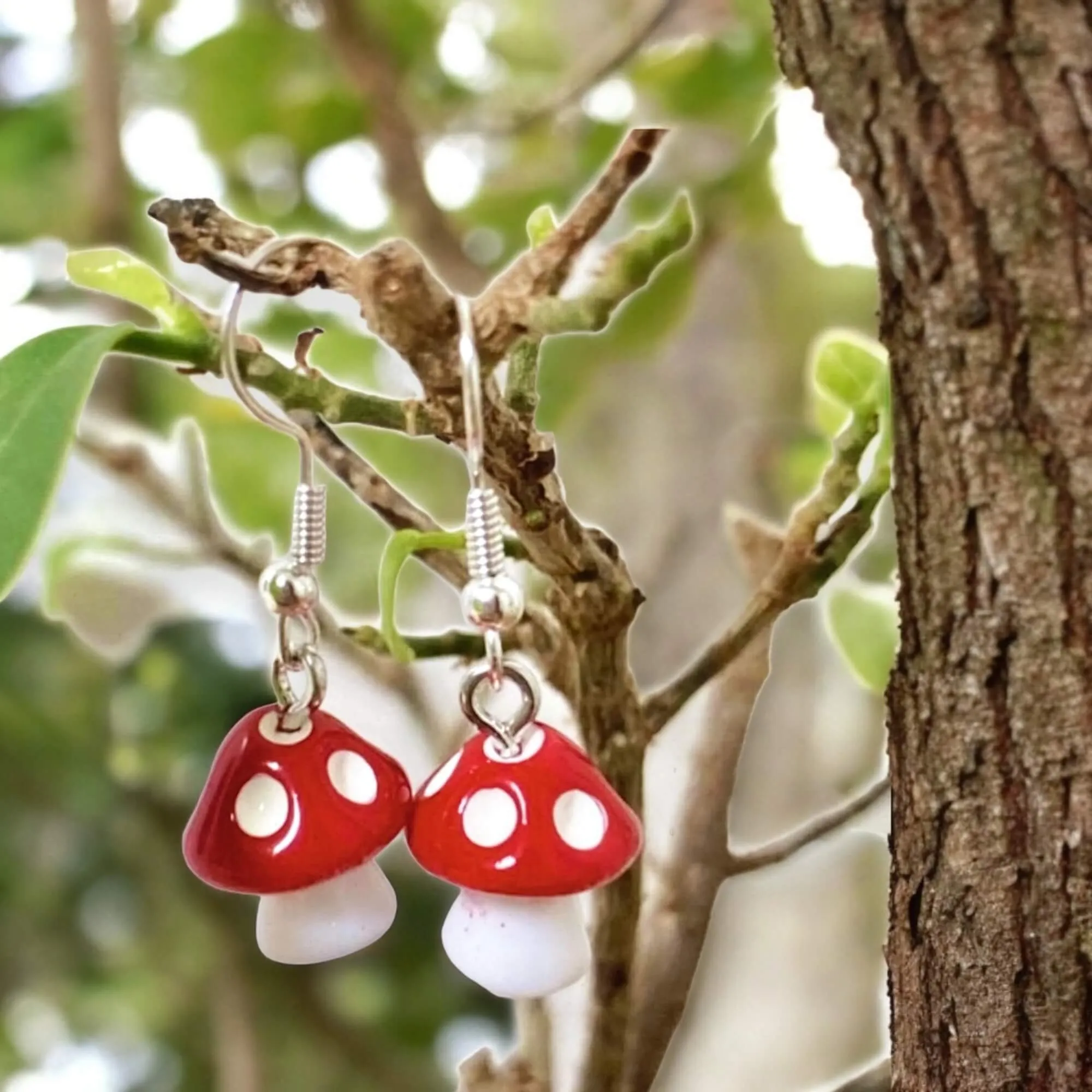 Small Colorful Mushroom Earrings