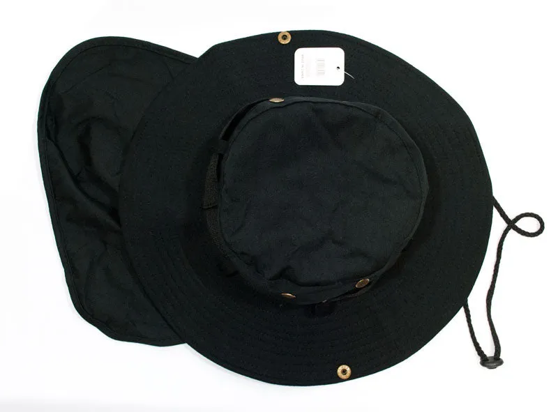 Solid Color Bucket Hat with Flap Neck Cover