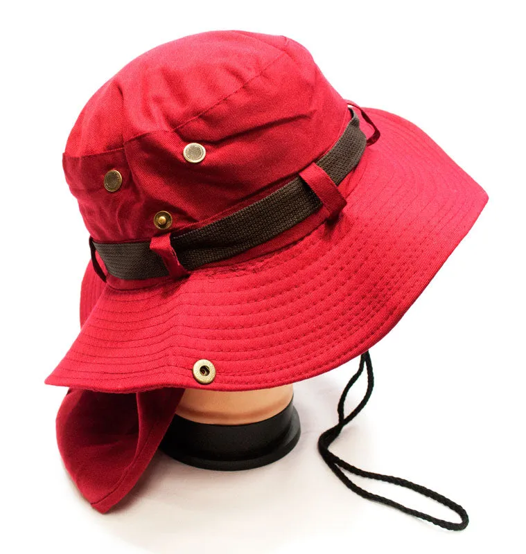 Solid Color Bucket Hat with Flap Neck Cover