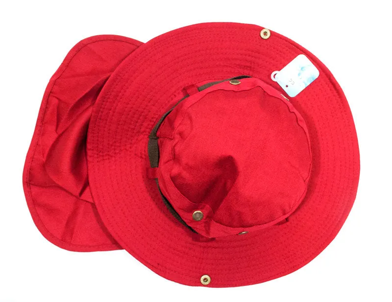 Solid Color Bucket Hat with Flap Neck Cover