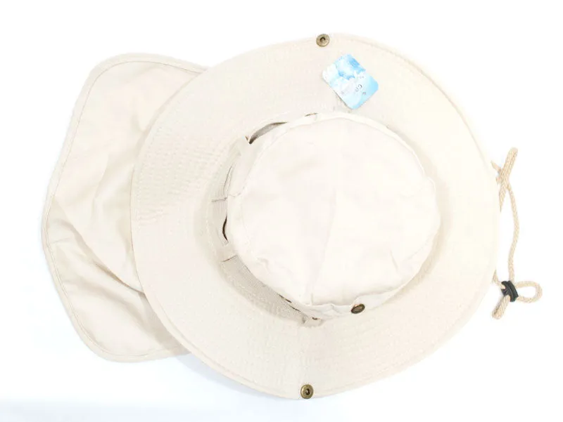 Solid Color Bucket Hat with Flap Neck Cover