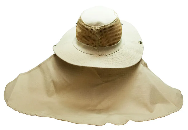 Solid Color Mesh Boonie Hats with Flap Neck Cover