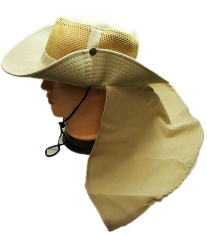 Solid Color Mesh Boonie Hats with Flap Neck Cover