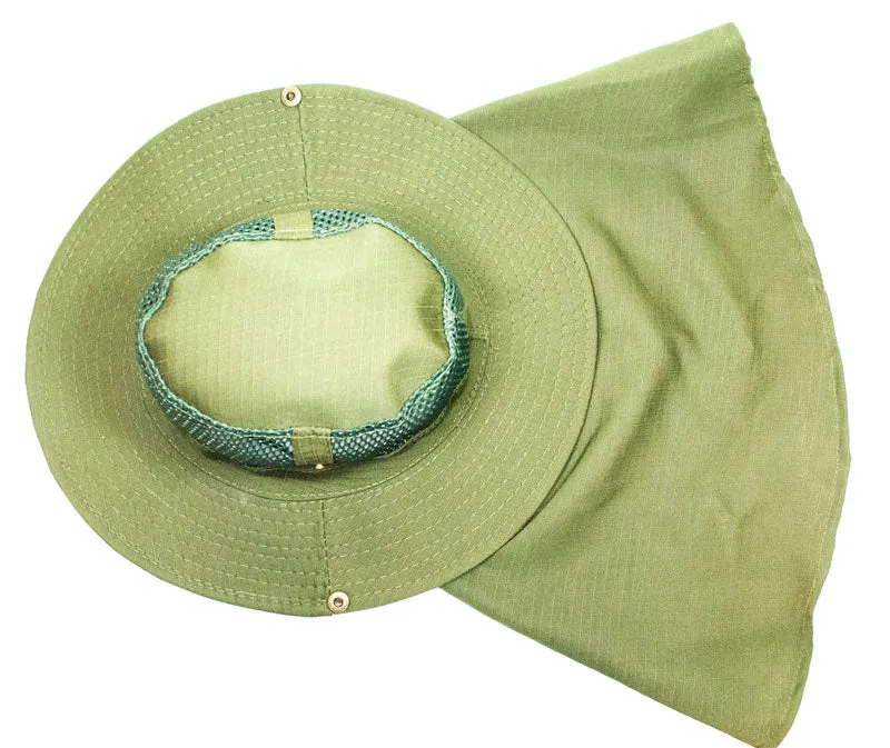 Solid Color Mesh Boonie Hats with Flap Neck Cover