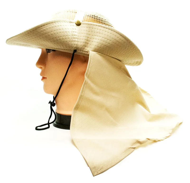 Solid Color Mesh Boonie Hats with Flap Neck Cover