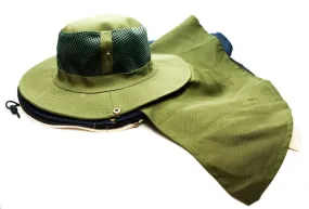 Solid Color Mesh Boonie Hats with Flap Neck Cover