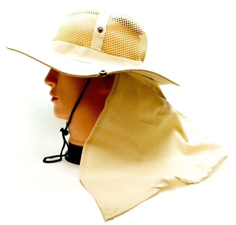 Solid Color Mesh Boonie Hats with Flap Neck Cover