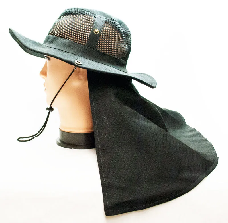 Solid Color Mesh Boonie Hats with Flap Neck Cover