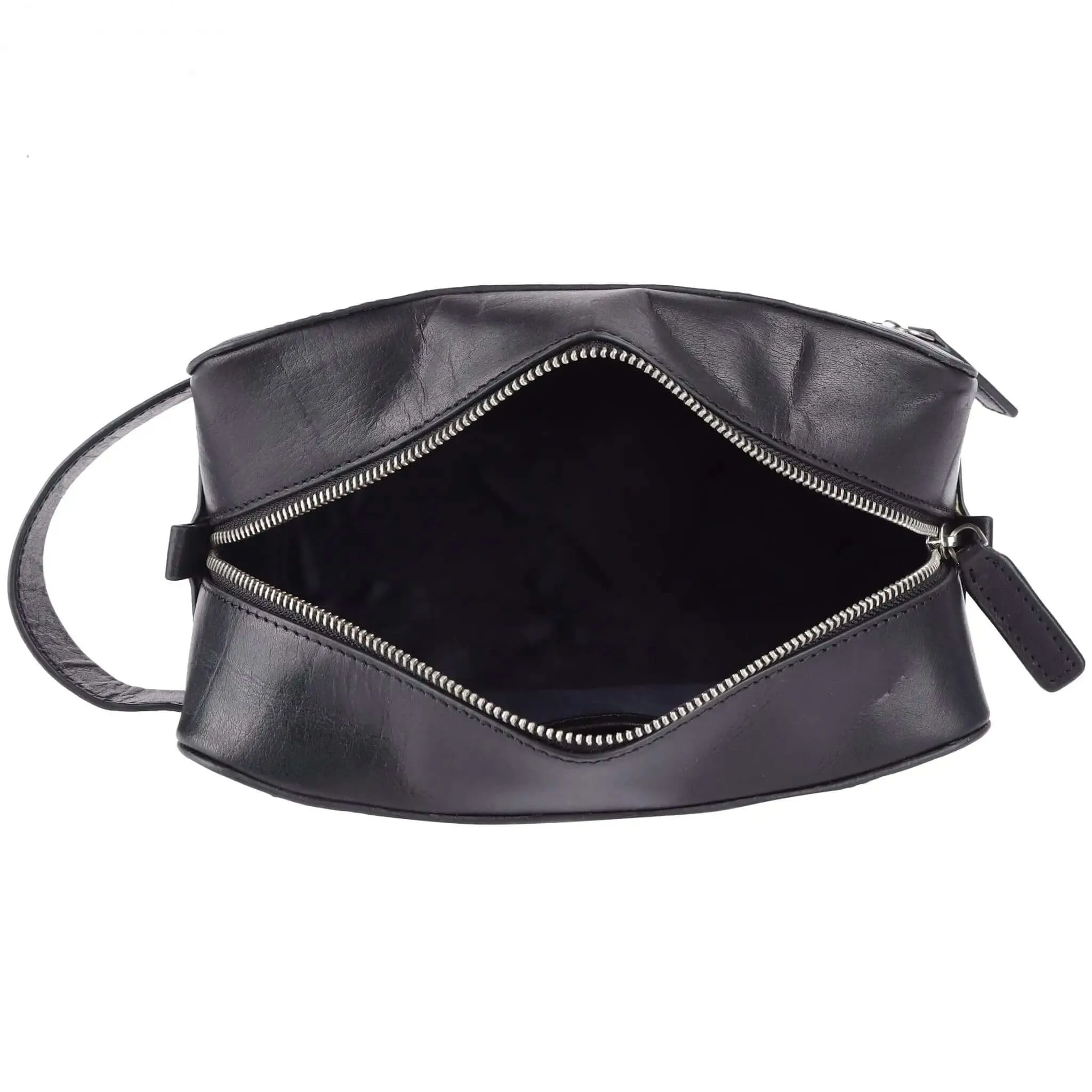 Stylish Black Leather Wash Bag: 14.5x24x10 cm Dimensions