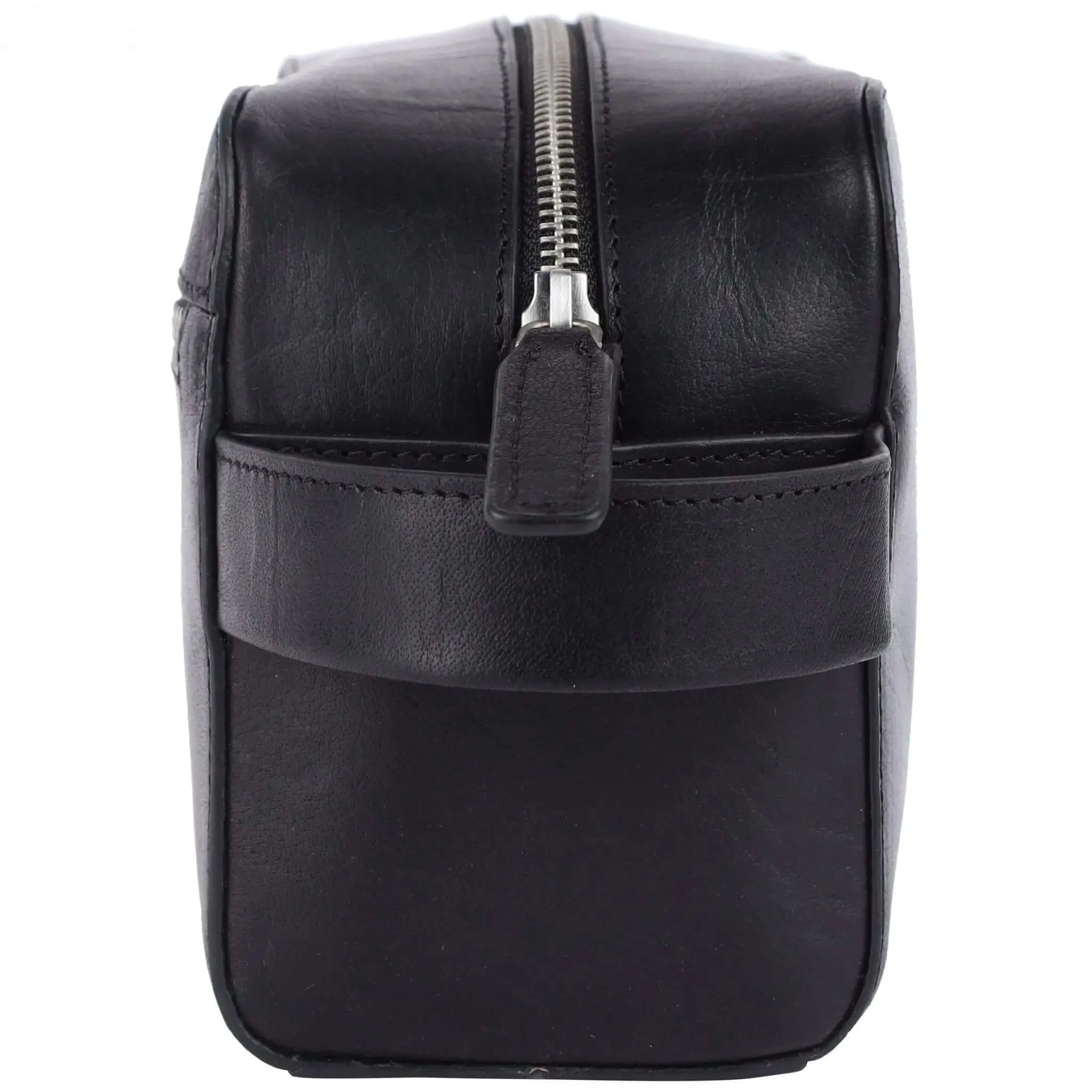 Stylish Black Leather Wash Bag: 14.5x24x10 cm Dimensions