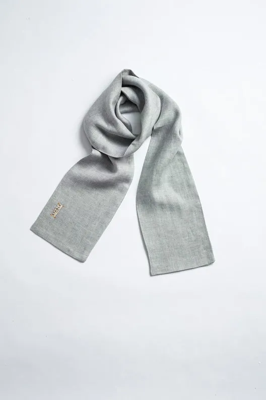 The STABLE Irish Linen Scarf - Dove Grey Great Herringbone