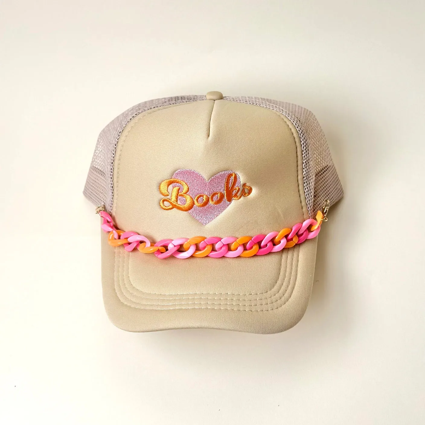 Thick Pink Acrylic Trucker Hat Chain