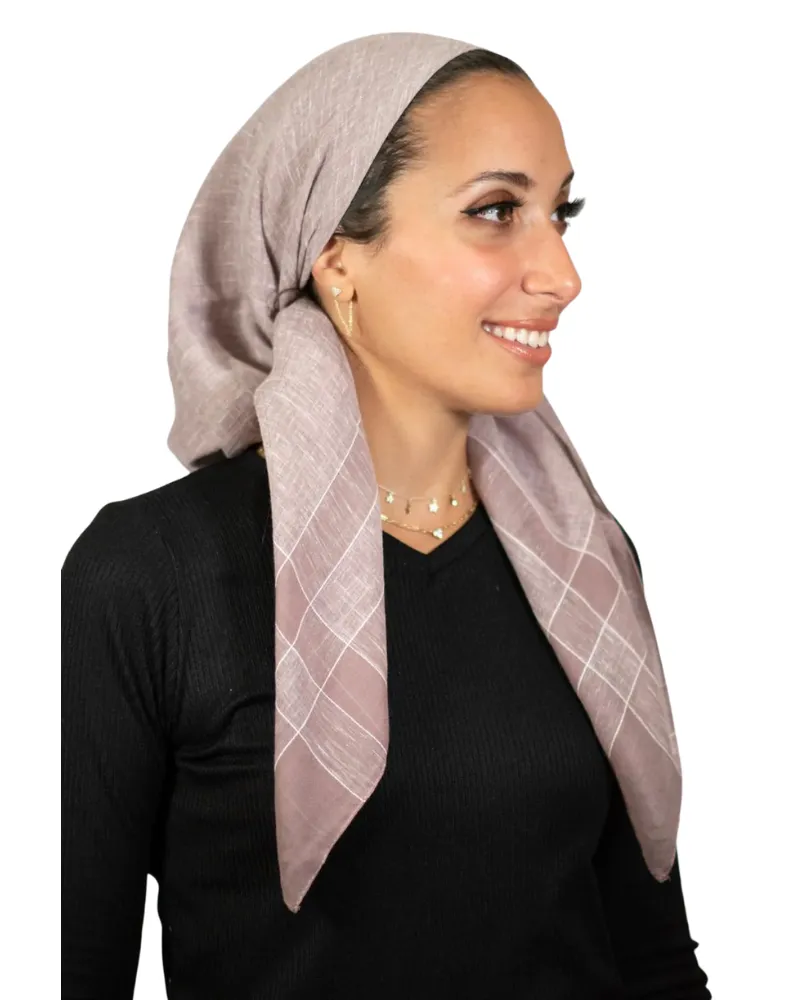 Tie Ur Knot Dusty Rose Linen Adjustable Pre-Tied Bandanna with Full Non Slip Grip