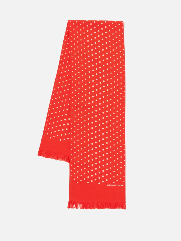 Universal Works Short Dot Print Scarf in Orange