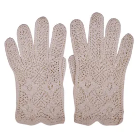 Vintage Crochet Lace Gloves Off White Hand Made Ladies Size Medium