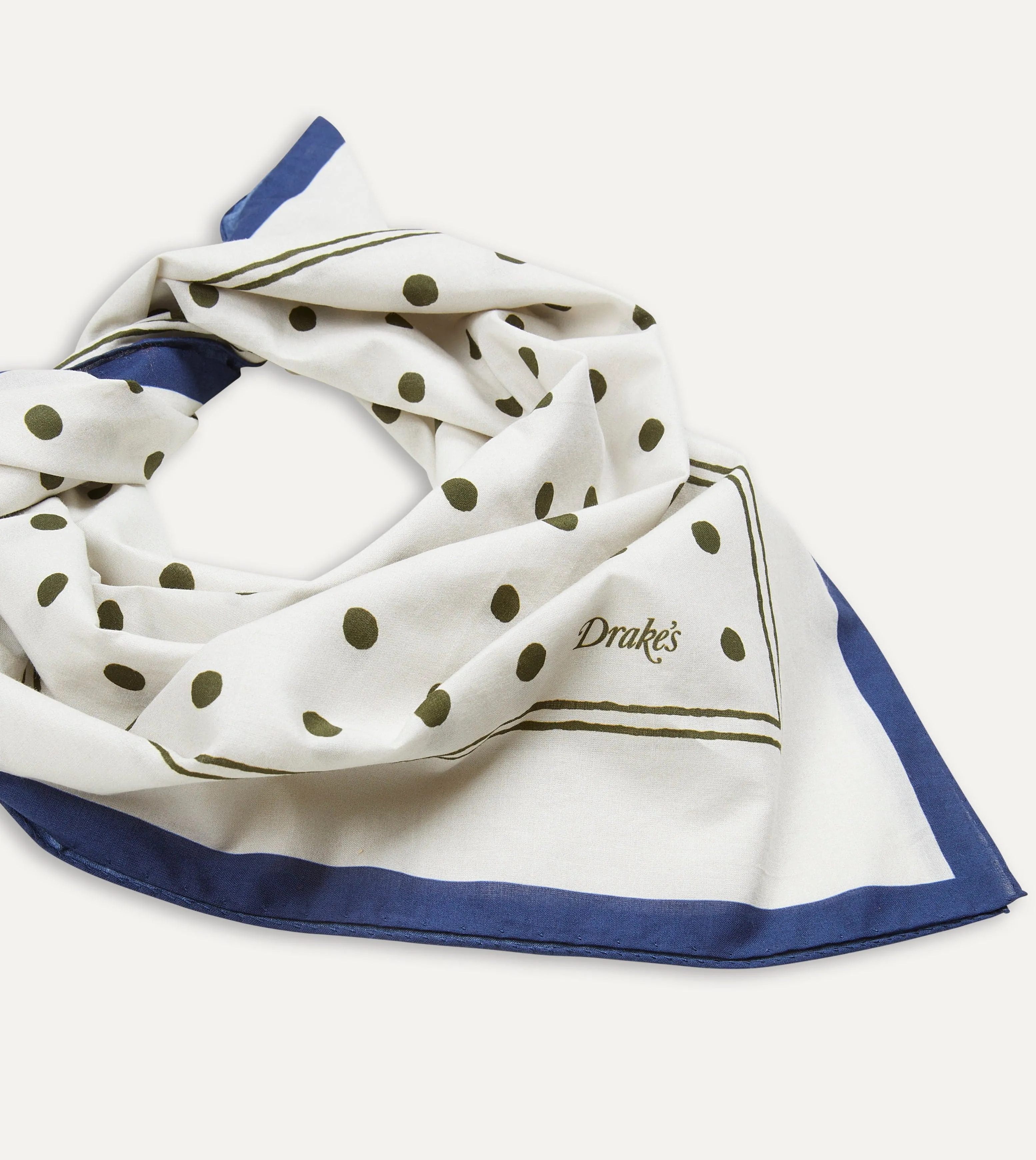 White and Green Polka Dot Print Bandana