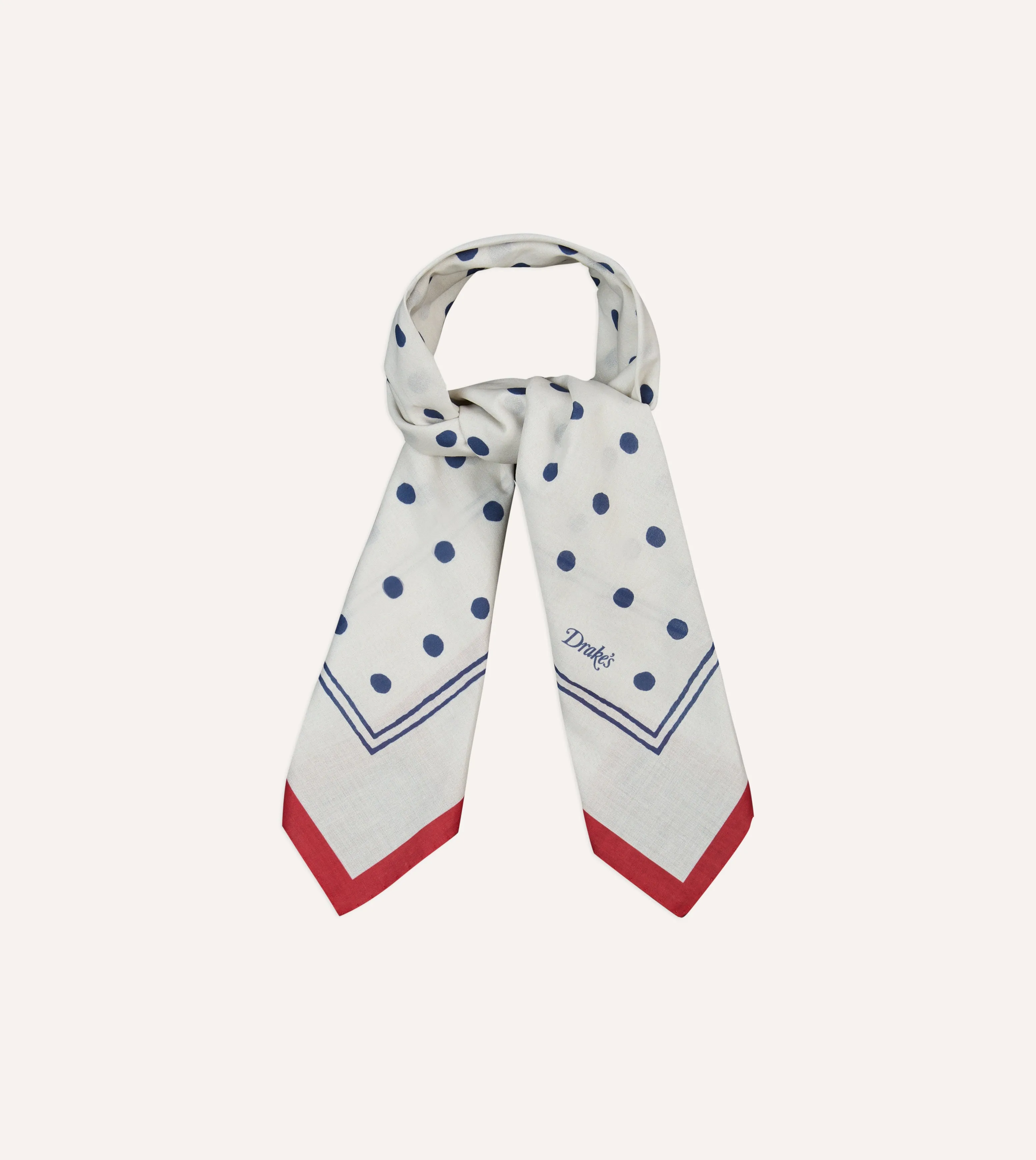 White and Navy Polka Dot Print Bandana