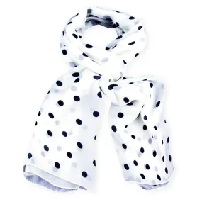 WHITE POLKA DOT SCARF - 67x26"