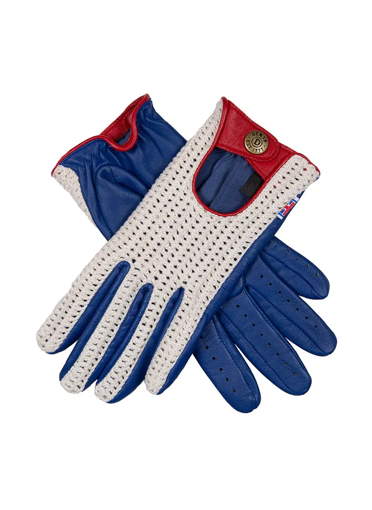 Women's Heritage Union Jack Crochet-Back Leather Driving Gloves